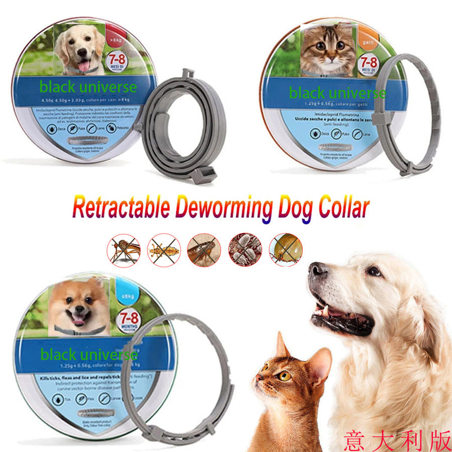 Flea collar for pets, dogs and cats, to deworm and prevent fleas