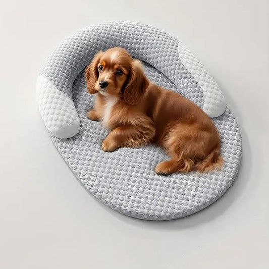 Orthopedic Cooling Dog Bed with Breathable Structure and Supportive Neck Pillow