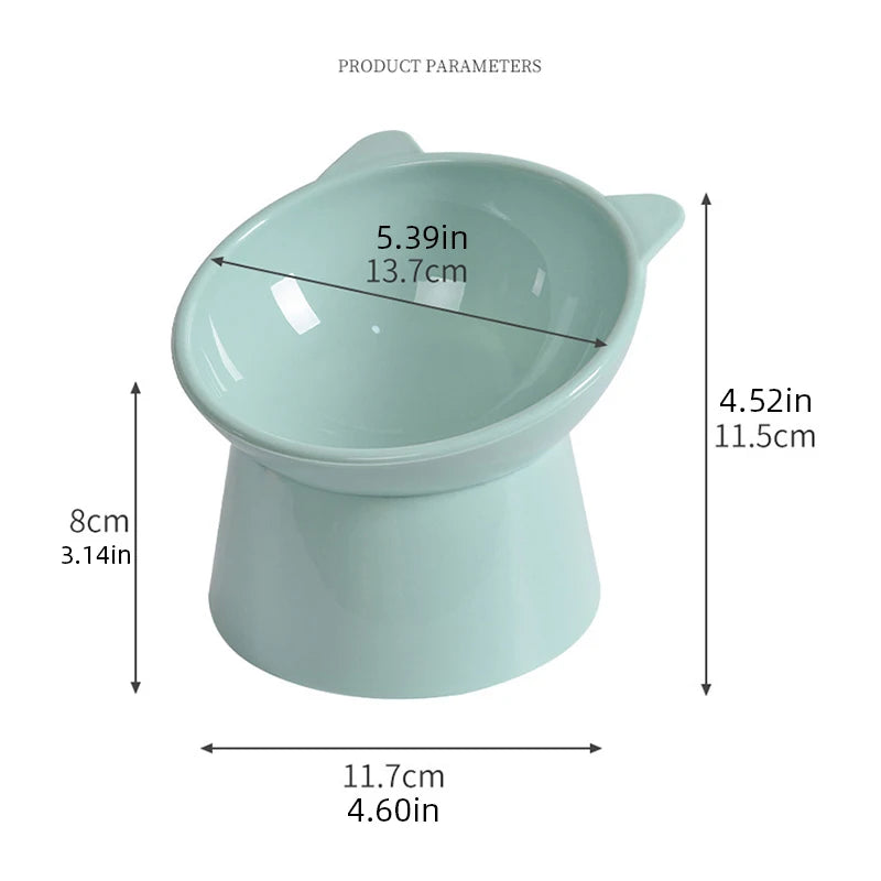 New design cat bowl anti-tip feeding and drinking bowl Nordic style square mouth double-ear high-leg cat bowl pet supplies