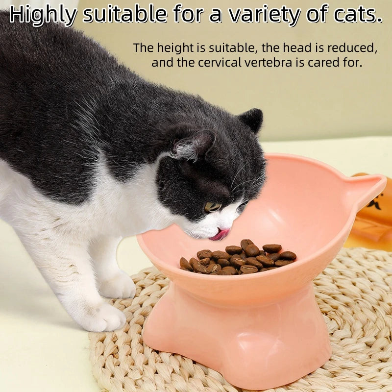 Cute cat bowl tilted high-legged cat bowl cat eating bowl cat food bowl black water bowl cat food bowl dog bowl