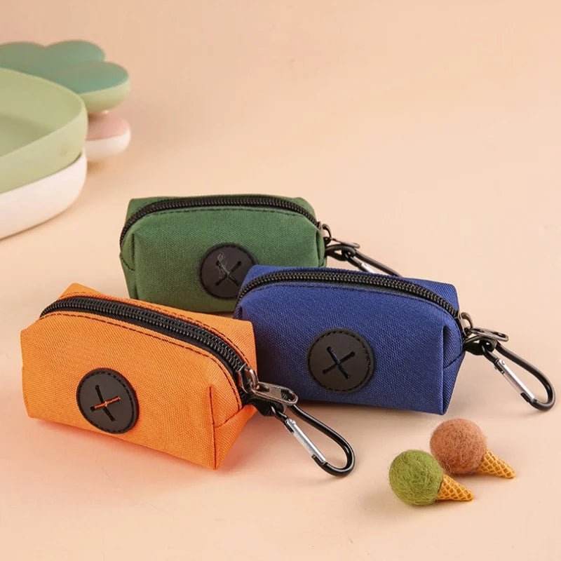 Hot Canvas Dog Poop Bag Holder, Outdoor Pet Waste Bag Dispenser with Carabiner Clip, Animal Waste Collection Pouch