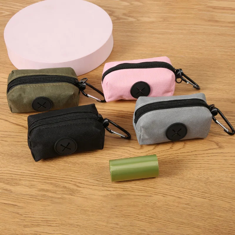 Hot Canvas Dog Poop Bag Holder, Outdoor Pet Waste Bag Dispenser with Carabiner Clip, Animal Waste Collection Pouch