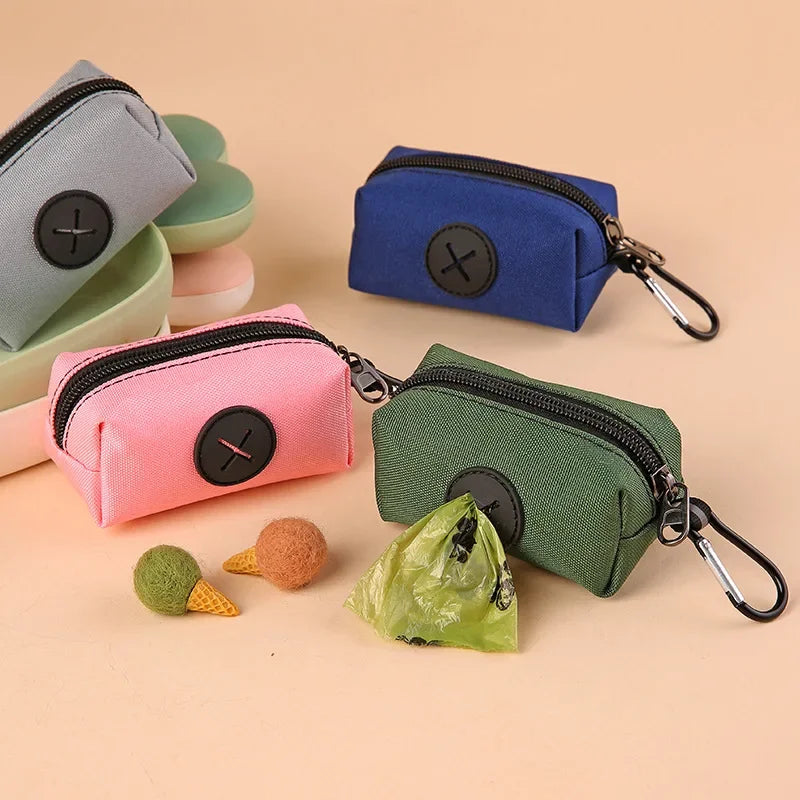 Hot Canvas Dog Poop Bag Holder, Outdoor Pet Waste Bag Dispenser with Carabiner Clip, Animal Waste Collection Pouch