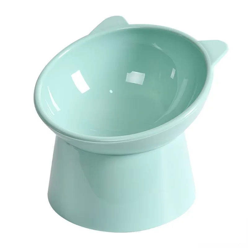 New design cat bowl anti-tip feeding and drinking bowl Nordic style square mouth double-ear high-leg cat bowl pet supplies
