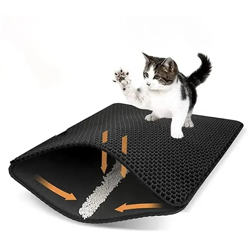 Cat Litter Mat With Gift Double Layer Waterproof Pet Litter Box Mat Non-slip Sand Cat Pad Washable Bed Mat Clean Pad Products