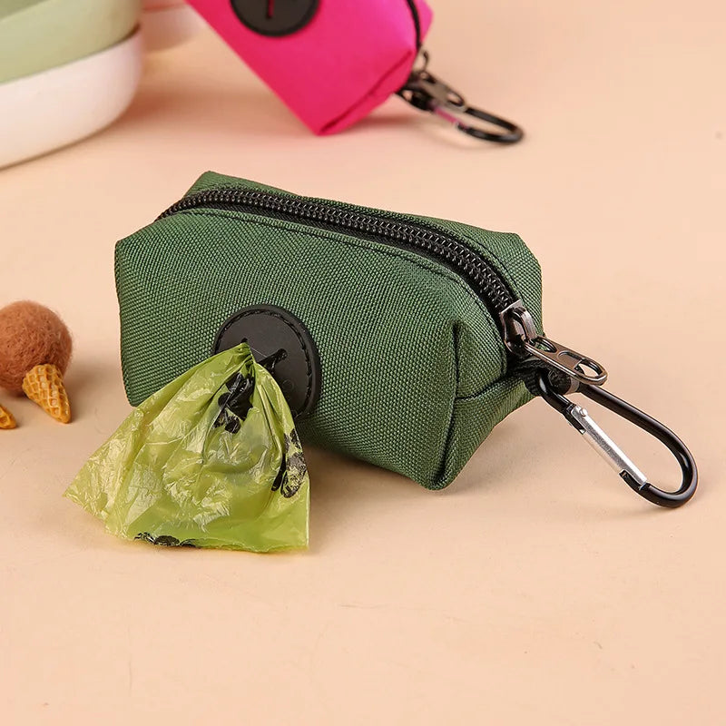 Hot Canvas Dog Poop Bag Holder, Outdoor Pet Waste Bag Dispenser with Carabiner Clip, Animal Waste Collection Pouch