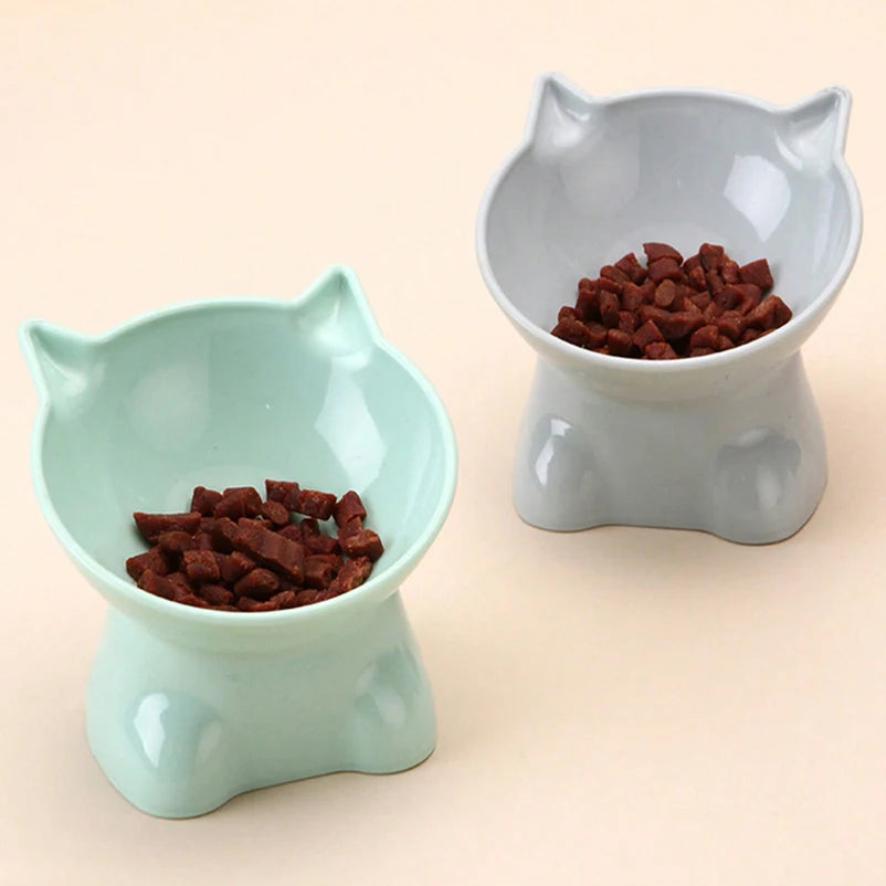 Cute cat bowl tilted high-legged cat bowl cat eating bowl cat food bowl black water bowl cat food bowl dog bowl