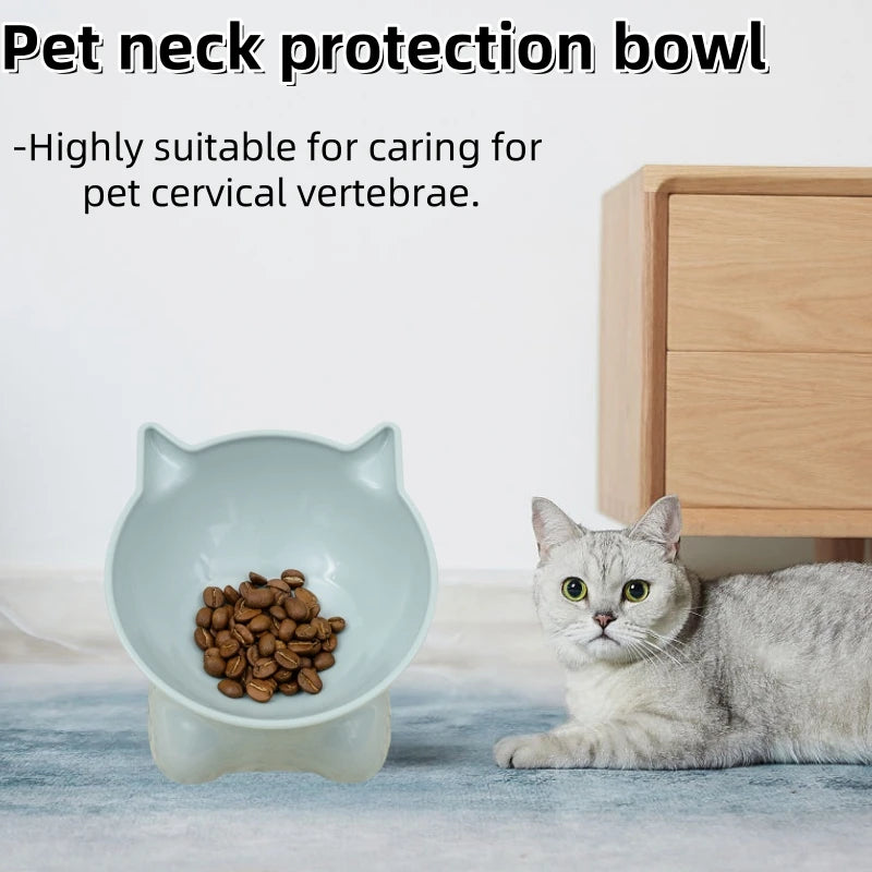 Cute cat bowl tilted high-legged cat bowl cat eating bowl cat food bowl black water bowl cat food bowl dog bowl