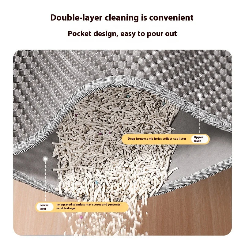 Extra Large Cat Litter Mat Heavy Duty Waterproof 2 Layer Non Slip Washable Pet Floor Protector Litter Box Sand Stopper