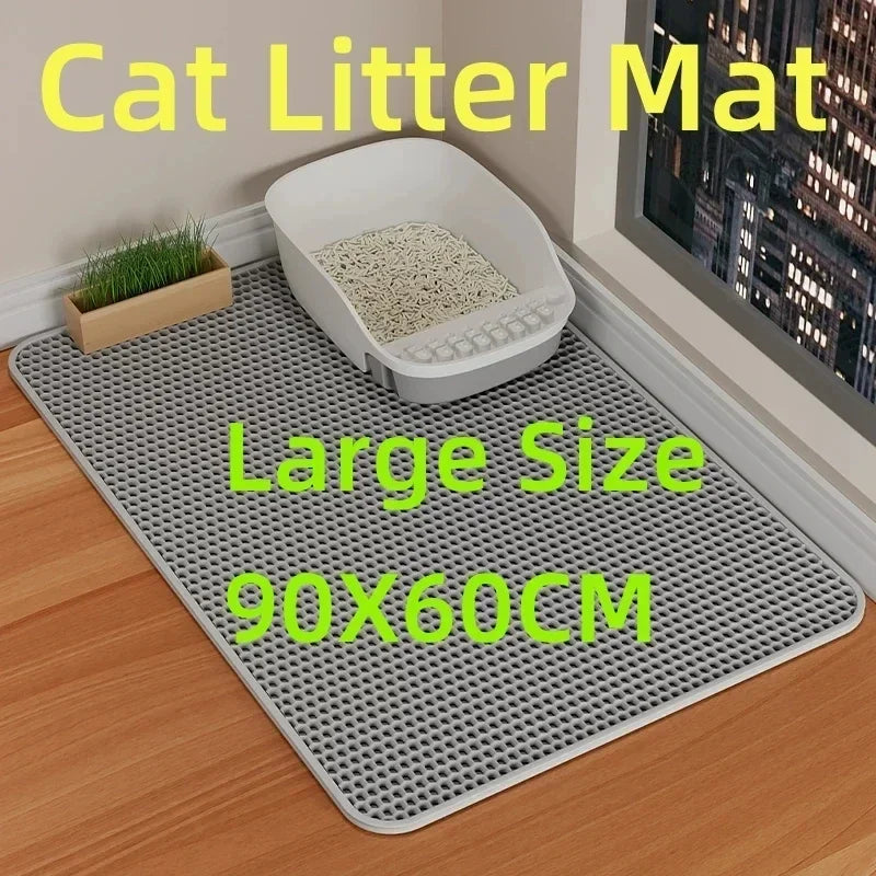 Extra Large Cat Litter Mat Heavy Duty Waterproof 2 Layer Non Slip Washable Pet Floor Protector Litter Box Sand Stopper