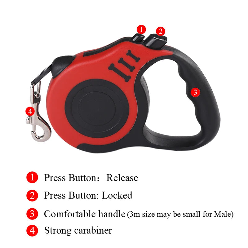 3m 5m Dog Leash Strong Nylon Puppy Lead For Small Medium Large Dogs Cats Automatic Retractable Durable Yorkshire Pet Supplies