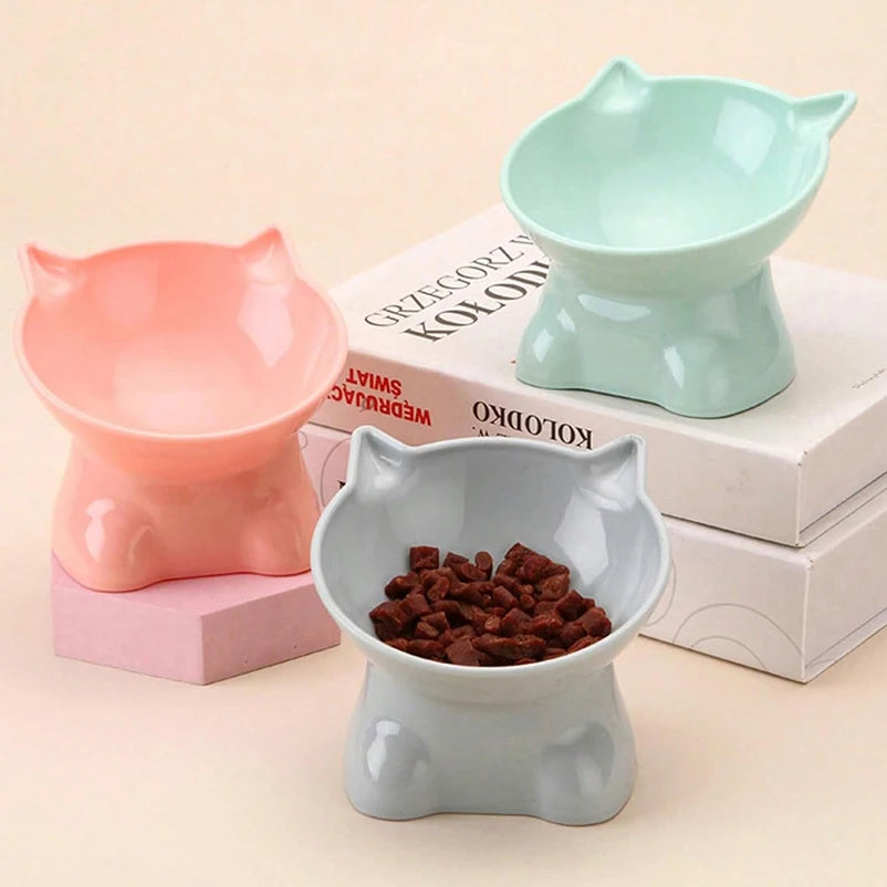 Cute cat bowl tilted high-legged cat bowl cat eating bowl cat food bowl black water bowl cat food bowl dog bowl