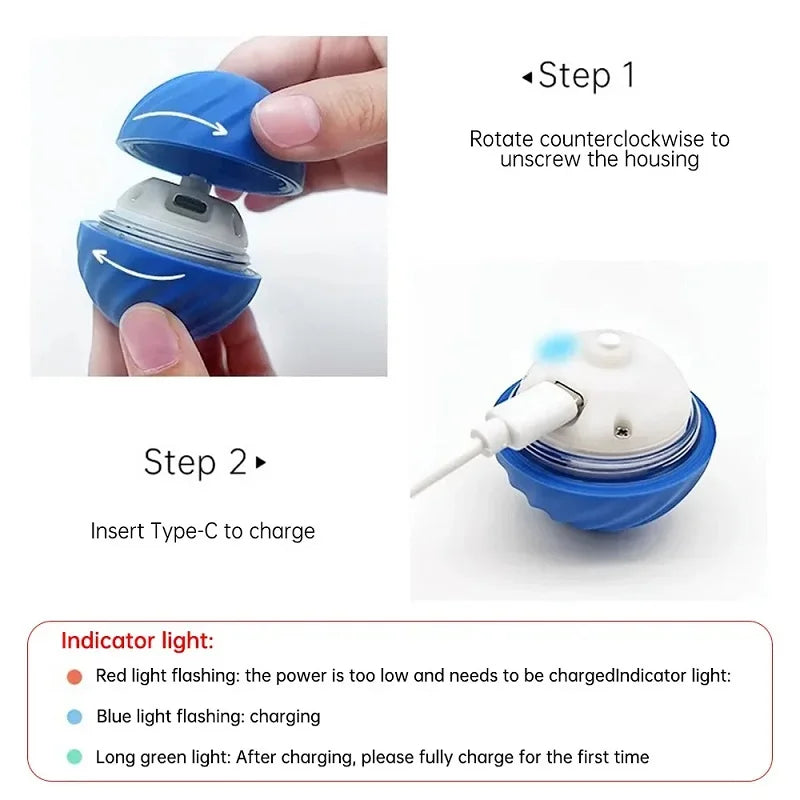 1pcs Dog Toys Intelligent Gravity Jump Ball Rechargeable Bite-Resistant Rolling Ball Cat And Dog Chase Interactive Pet Toys