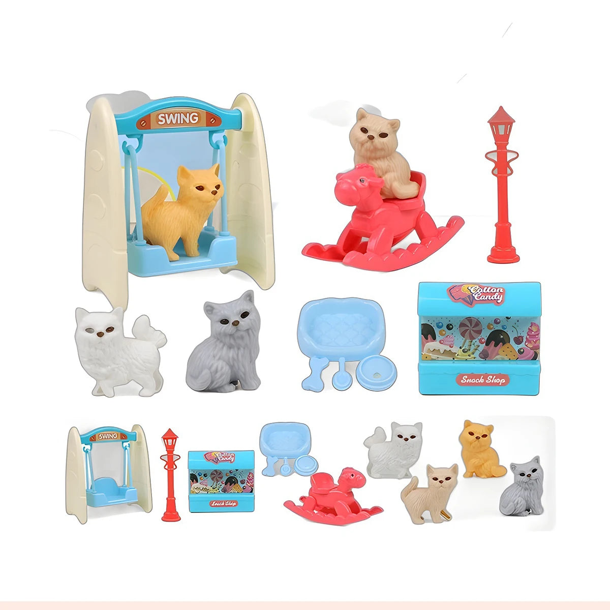 Cute Dog Pet Basket Family Toys Dog Doll Set Cage Toys Scene Playing Toys Christmas Decoration Thanksgiving Gifts color randomly