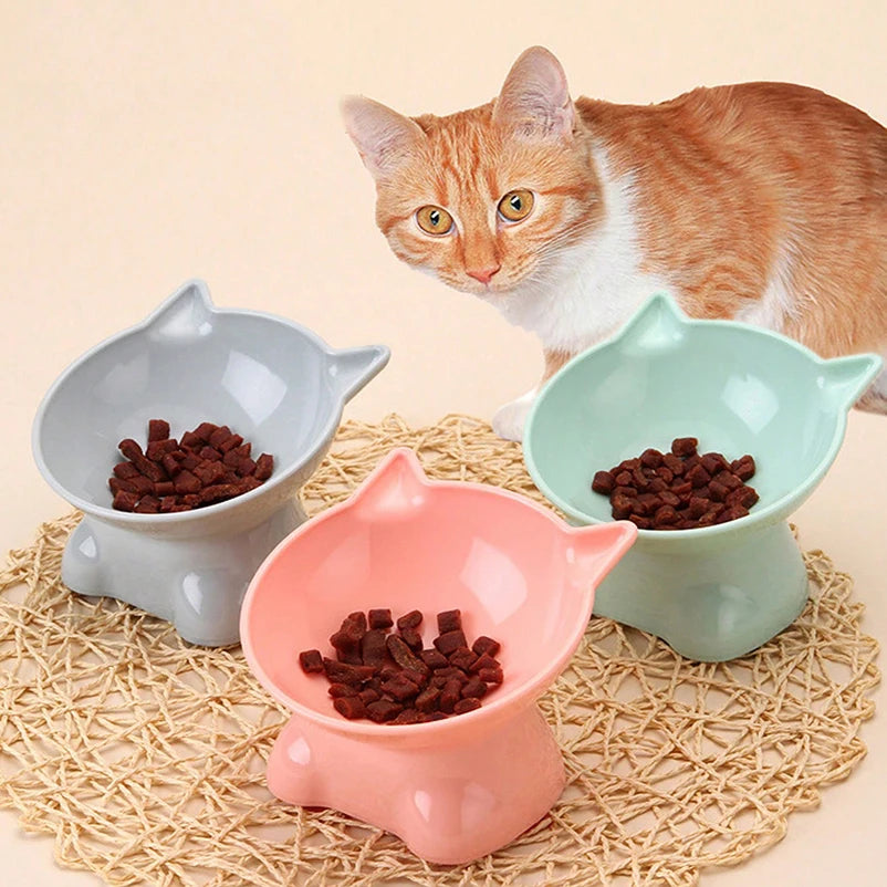 Cute cat bowl tilted high-legged cat bowl cat eating bowl cat food bowl black water bowl cat food bowl dog bowl