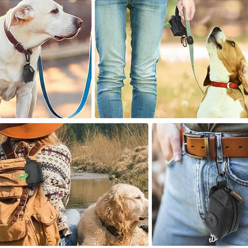 Universal Portable Waste Bag Dispenser with Leash Clip