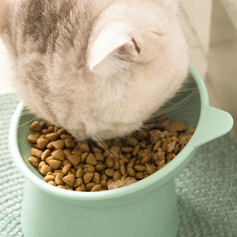 New design cat bowl anti-tip feeding and drinking bowl Nordic style square mouth double-ear high-leg cat bowl pet supplies