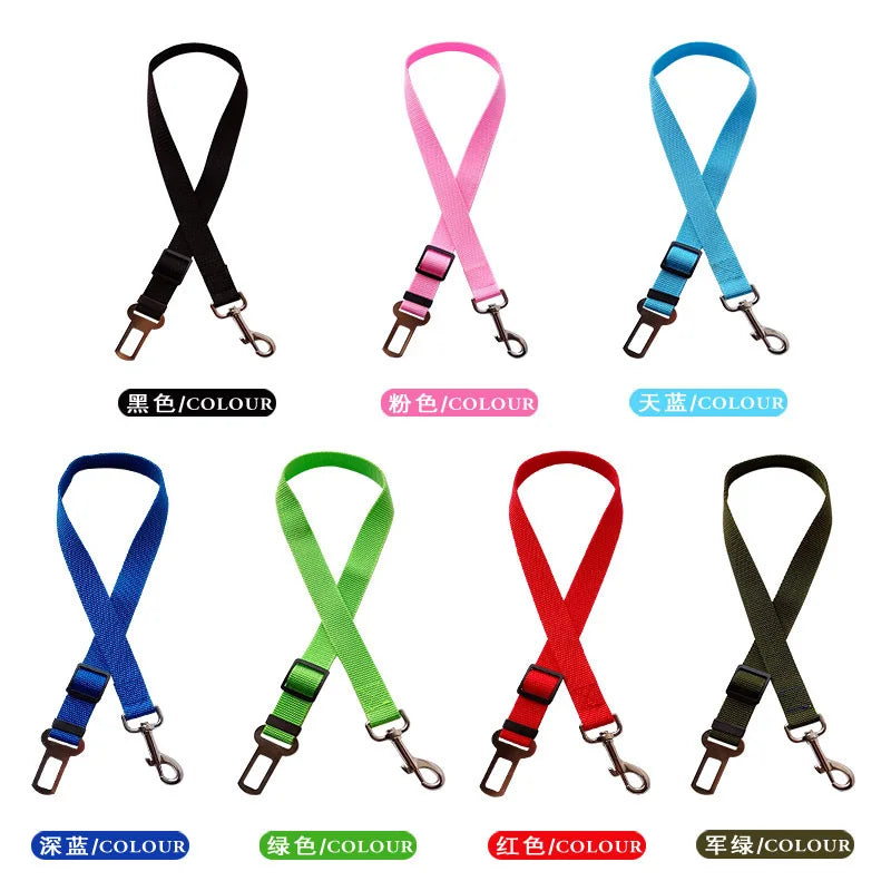 New Dog Car Seat Belt Safety Protector Travel Pets Accessories Dog Leash Collar Breakaway Solid Car Harness Pet Car Seat Belts
