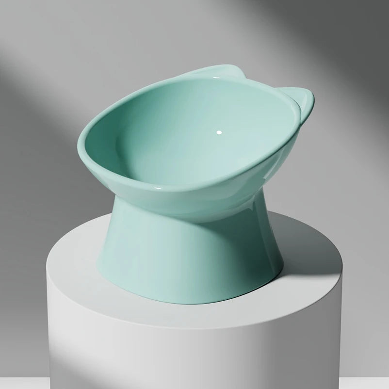 New design cat bowl anti-tip feeding and drinking bowl Nordic style square mouth double-ear high-leg cat bowl pet supplies