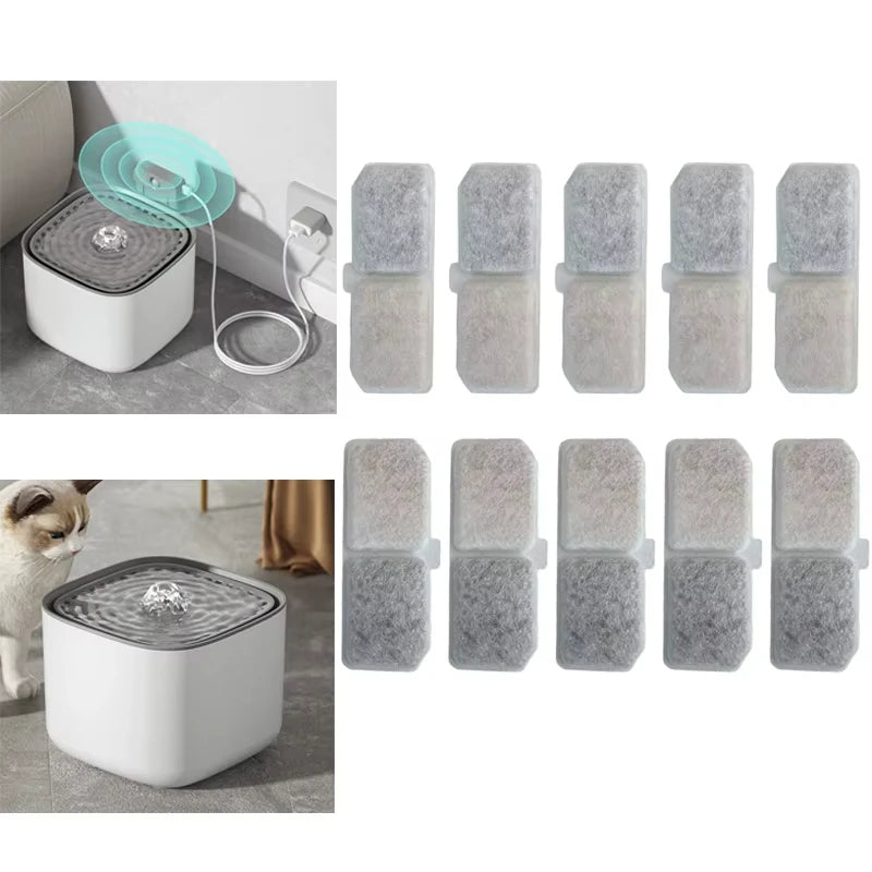 Replacement Filters Cat Water Fountain Filters Element for Stainless Steel Cat Water Fountain Activated Carbon Sponges Filters