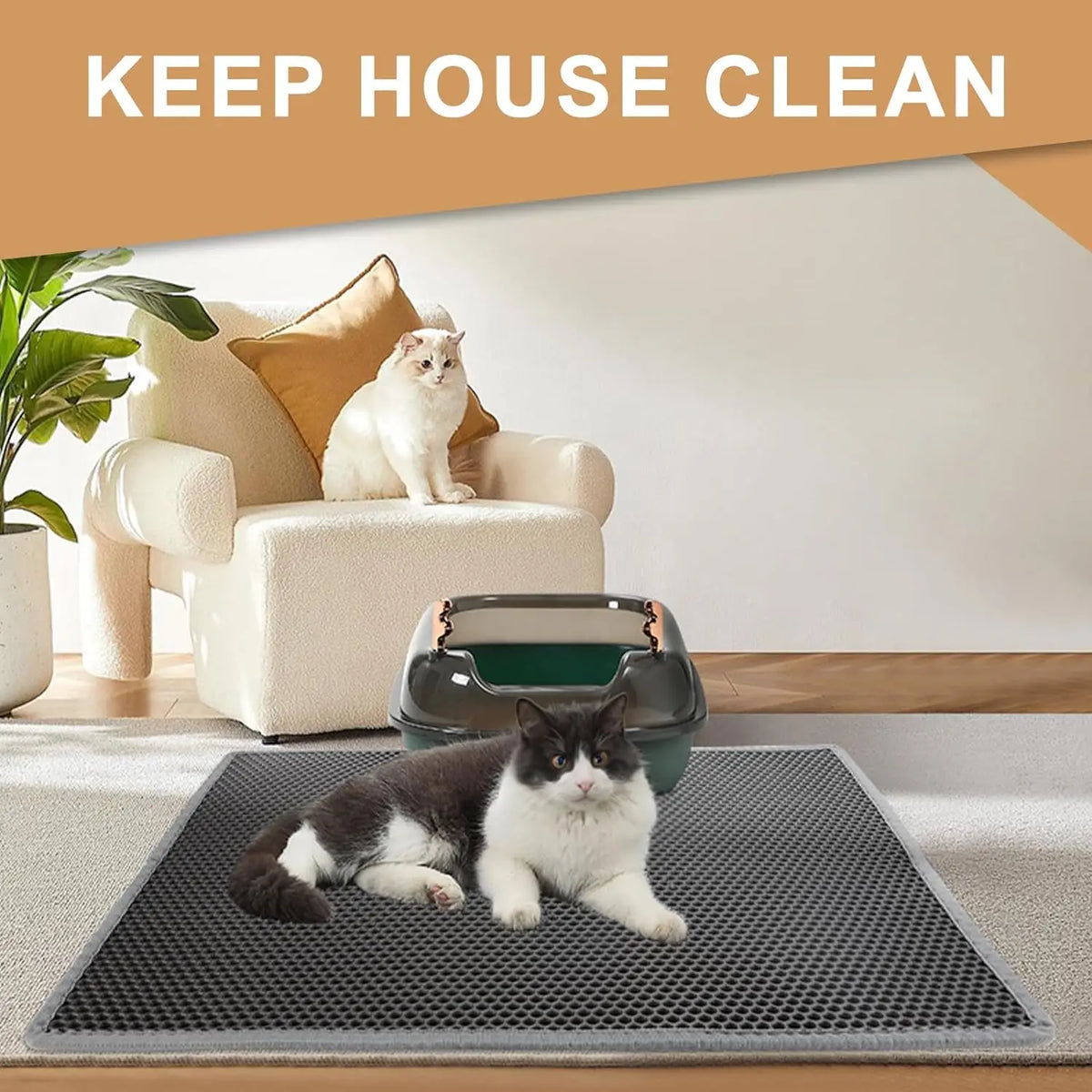 Extra Large Cat Litter Mat Heavy Duty Waterproof 2 Layer Non Slip Washable Pet Floor Protector Litter Box Sand Stopper