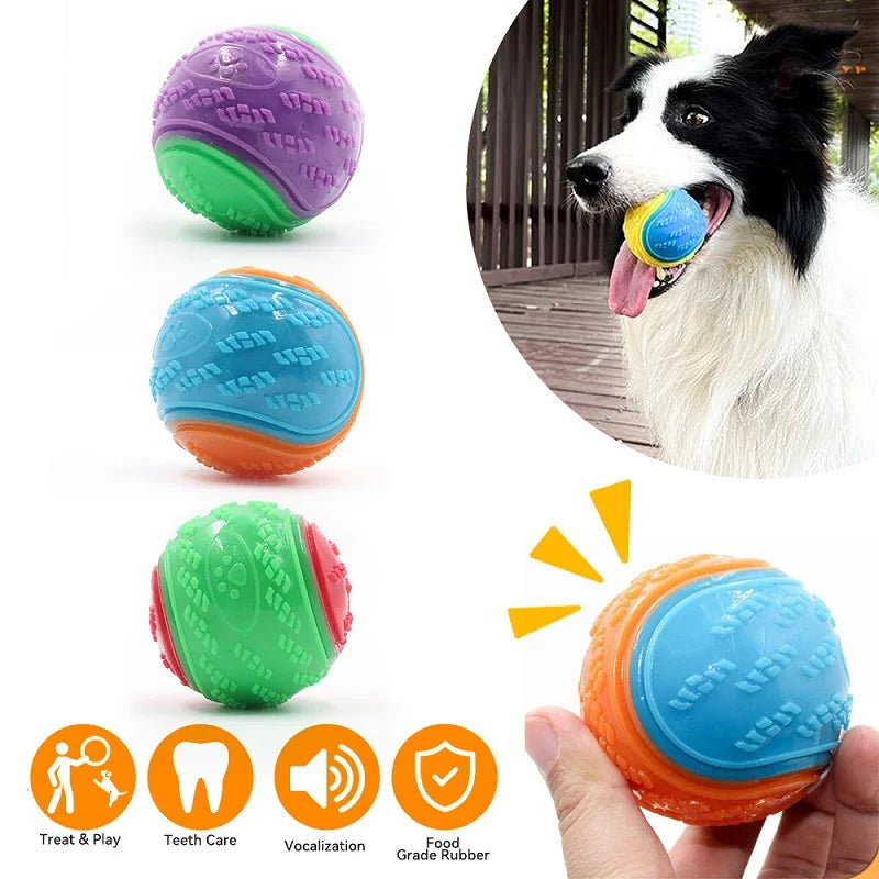 Dog Chew Ball Toy Drinding Teeth Bite-resistant Silicone Ball Puppy Toy Squeaky Teeth Cleaning Training Dog Toy Supplies
