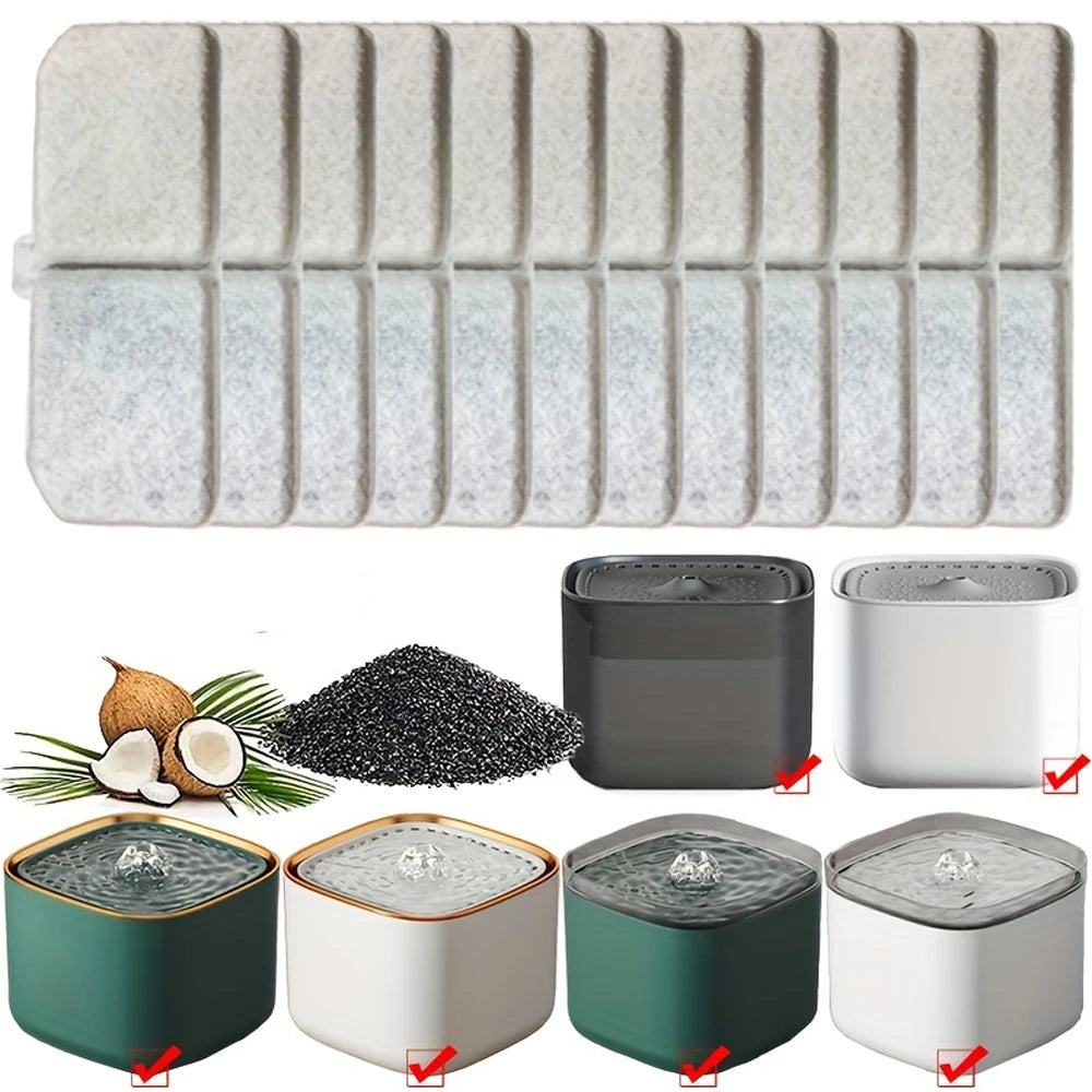 Replacement Filters Cat Water Fountain Filters Element for Stainless Steel Cat Water Fountain Activated Carbon Sponges Filters