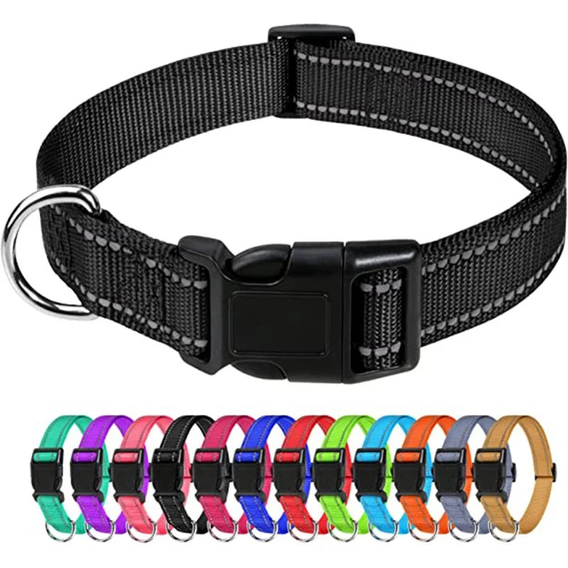 Reflective Pet Collar Adjustable Nylon Collar For Dogs Cats Anti Slip Anti Choke Pet Walking Collar Durable Pet Accessories