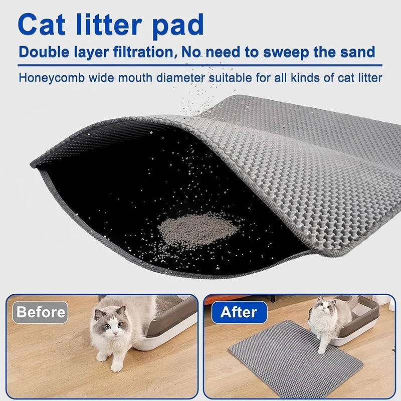 Extra Large Cat Litter Mat Heavy Duty Waterproof 2 Layer Non Slip Washable Pet Floor Protector Litter Box Sand Stopper