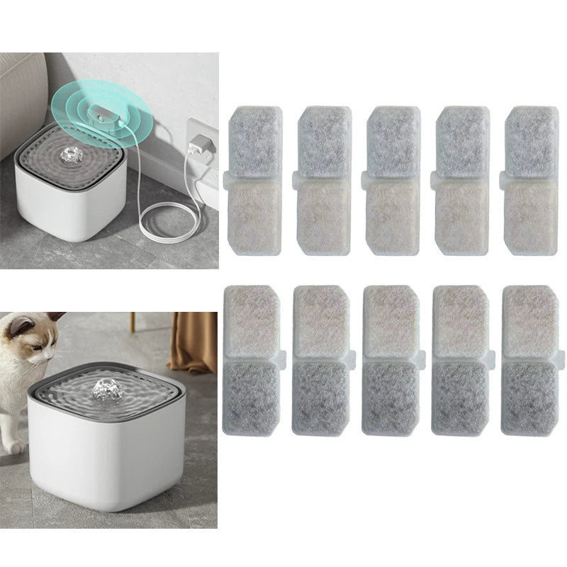 Replacement Filters Cat Water Fountain Filters Element for Stainless Steel Cat Water Fountain Activated Carbon Sponges Filters