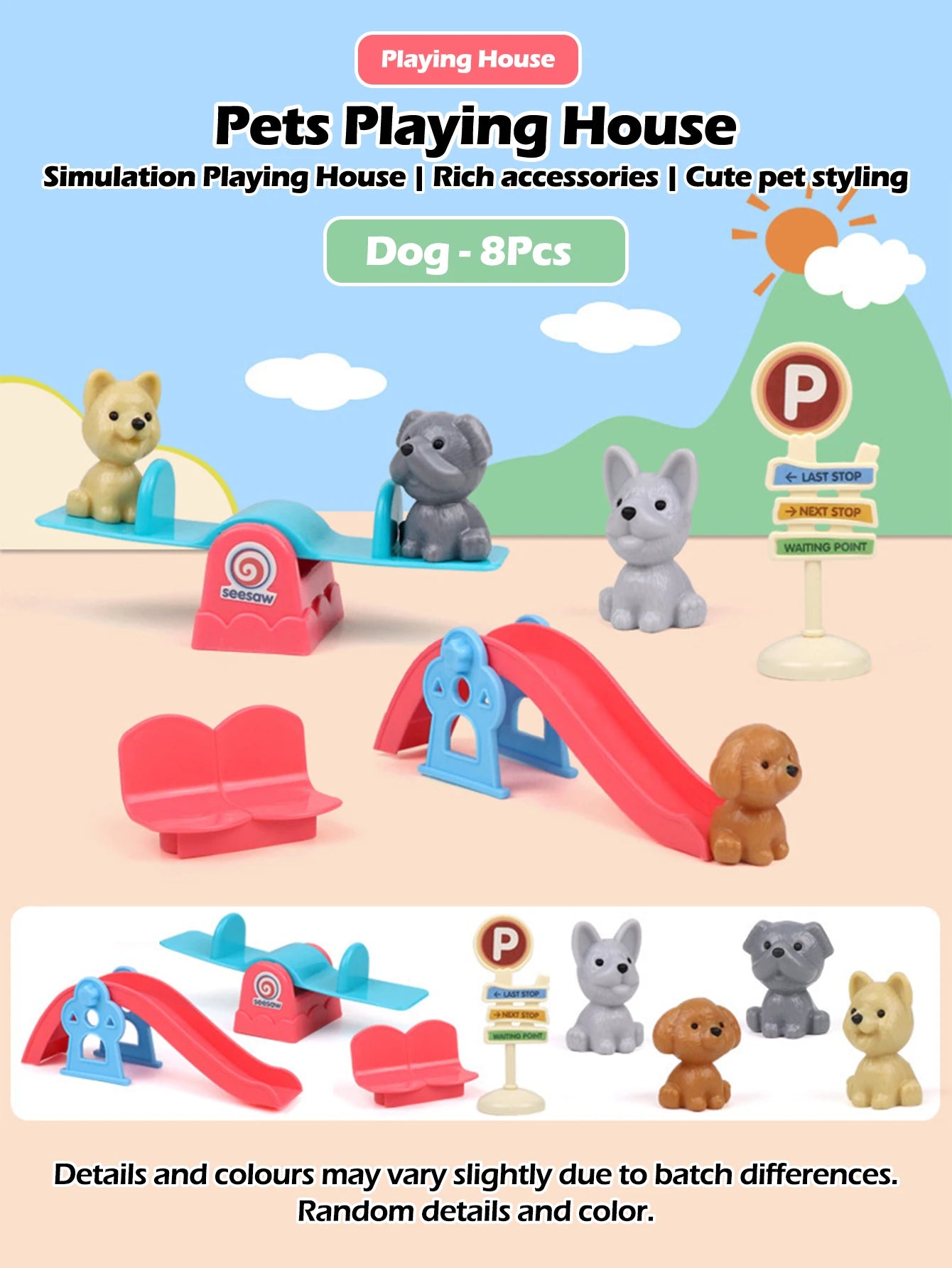 Cute Dog Pet Basket Family Toys Dog Doll Set Cage Toys Scene Playing Toys Christmas Decoration Thanksgiving Gifts color randomly