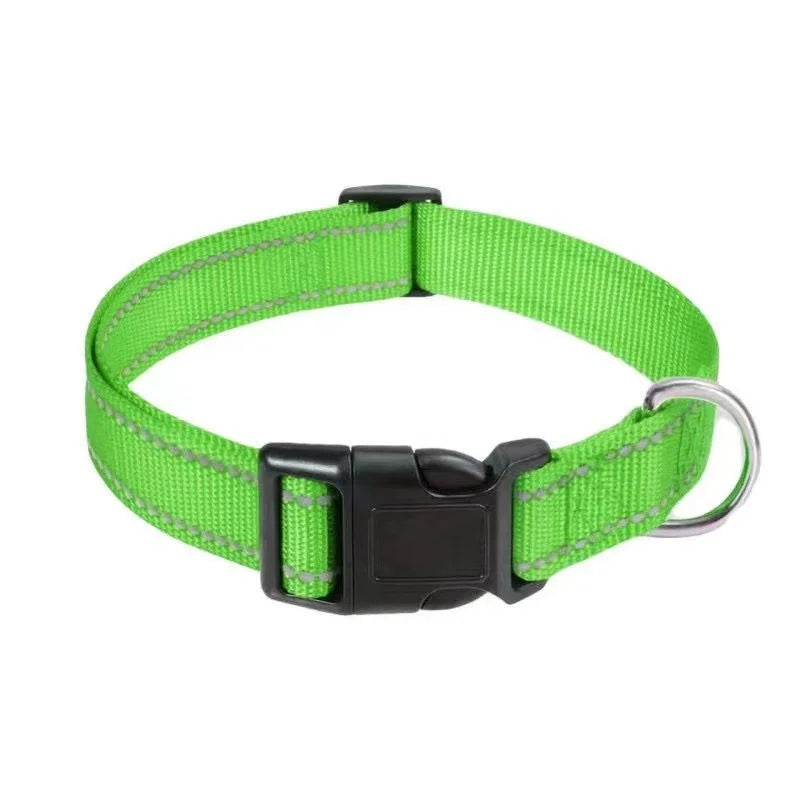 Reflective Pet Collar Adjustable Nylon Collar For Dogs Cats Anti Slip Anti Choke Pet Walking Collar Durable Pet Accessories