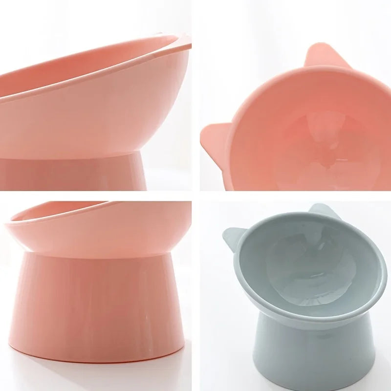 New design cat bowl anti-tip feeding and drinking bowl Nordic style square mouth double-ear high-leg cat bowl pet supplies