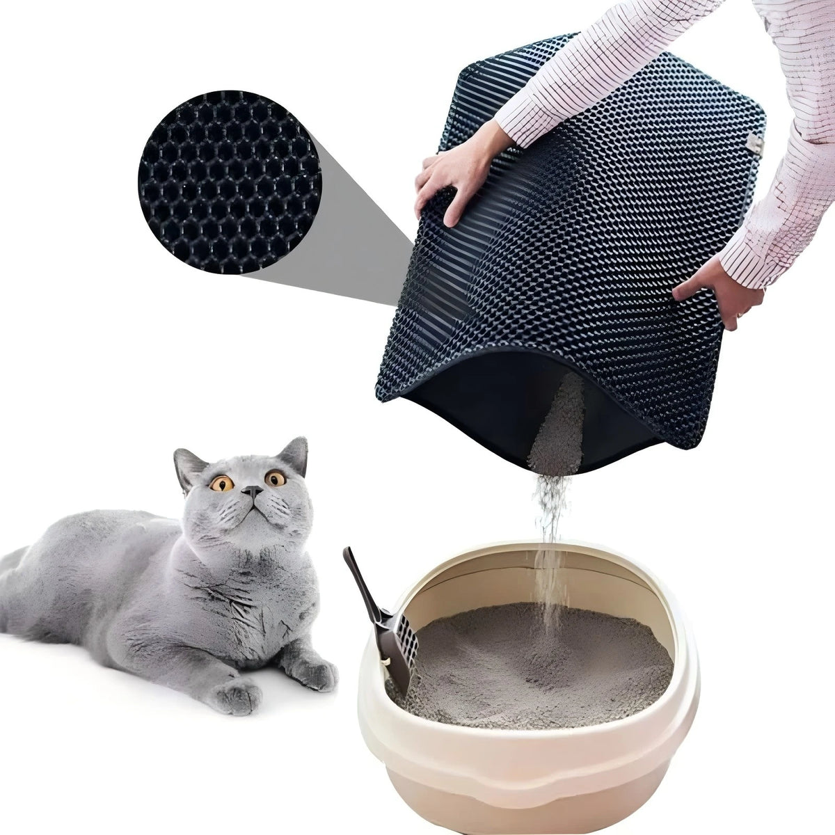Cat Litter Mat With Gift Double Layer Waterproof Pet Litter Box Mat Non-slip Sand Cat Pad Washable Bed Mat Clean Pad Products