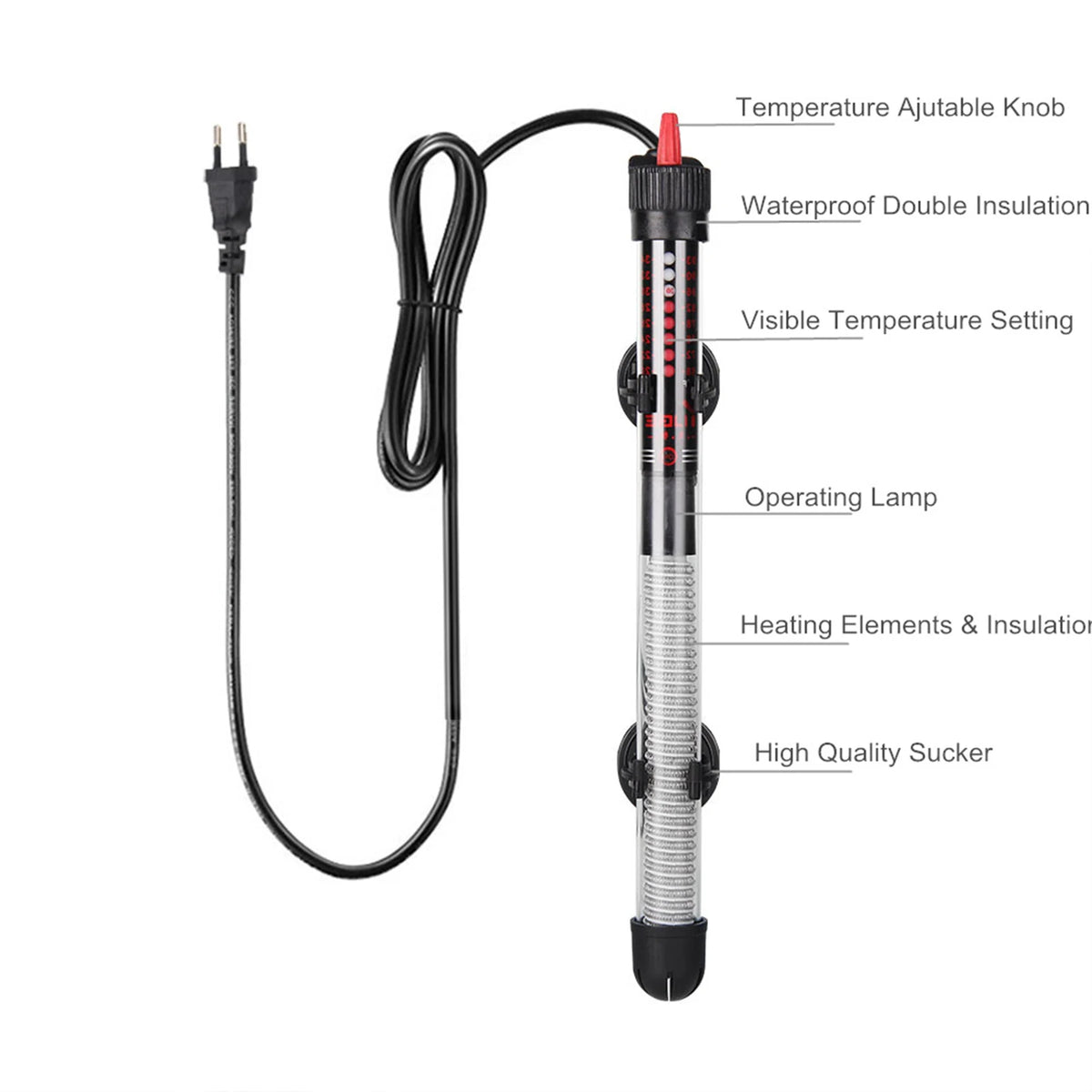 Adjustable Submersible Heating Rod Adjustable Thermostat Aquarium Heating Rod Temperature Precise Control -Efficiency