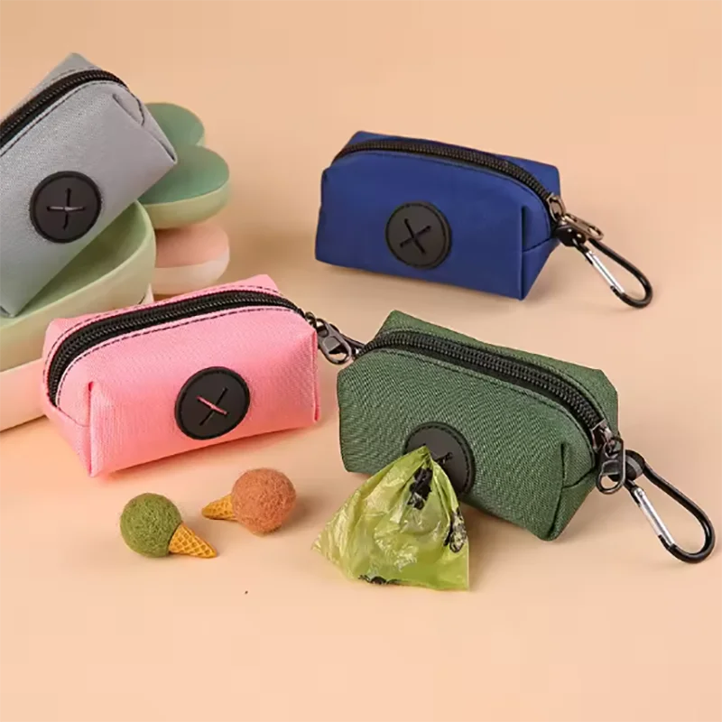 Hot Canvas Dog Poop Bag Holder, Outdoor Pet Waste Bag Dispenser with Carabiner Clip, Animal Waste Collection Pouch