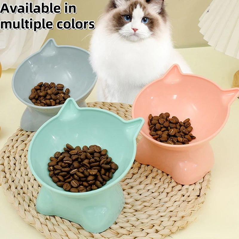 Cute cat bowl tilted high-legged cat bowl cat eating bowl cat food bowl black water bowl cat food bowl dog bowl