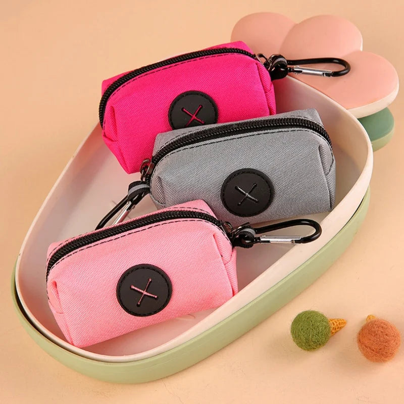 Hot Canvas Dog Poop Bag Holder, Outdoor Pet Waste Bag Dispenser with Carabiner Clip, Animal Waste Collection Pouch