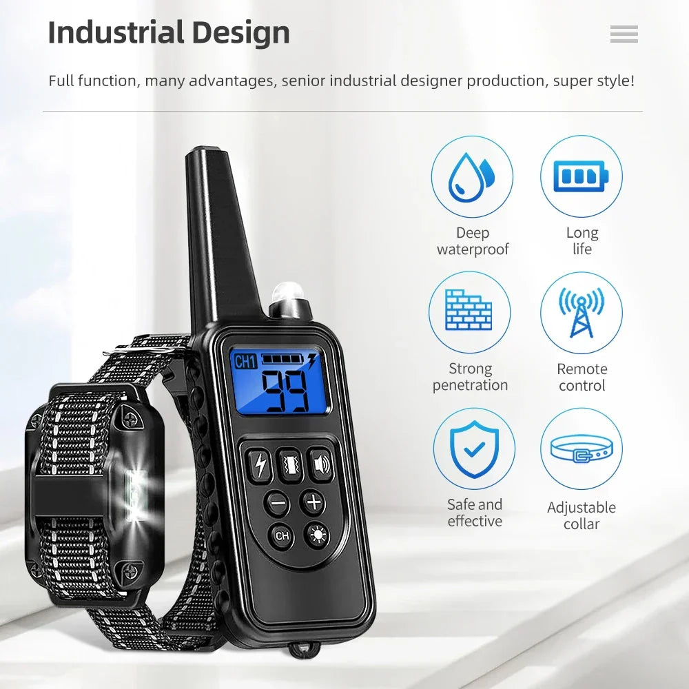Luxora Rechargeable Waterproof Dog Training Collar with Remote, Multi-Mode Shock, Vibration