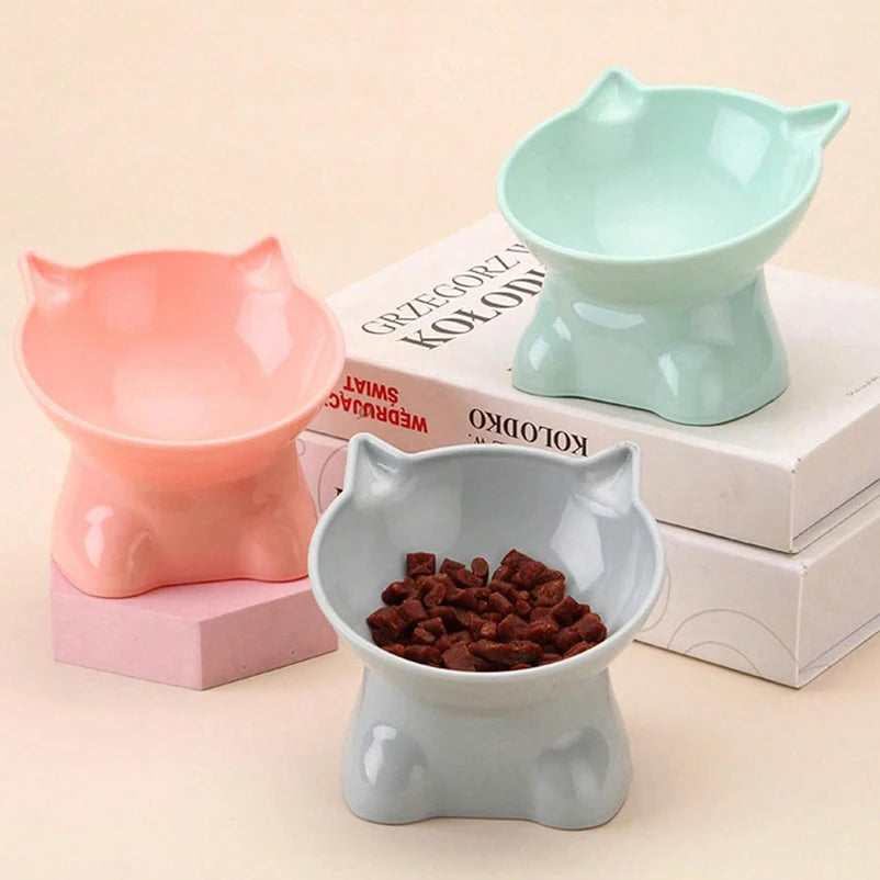 Cute cat bowl tilted high-legged cat bowl cat eating bowl cat food bowl black water bowl cat food bowl dog bowl