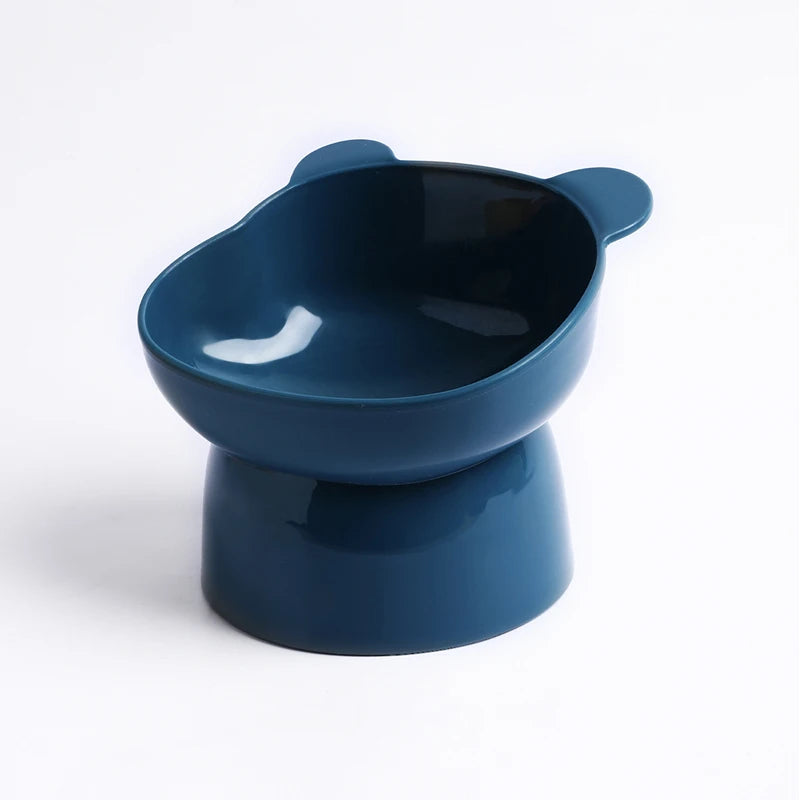 New design cat bowl anti-tip feeding and drinking bowl Nordic style square mouth double-ear high-leg cat bowl pet supplies