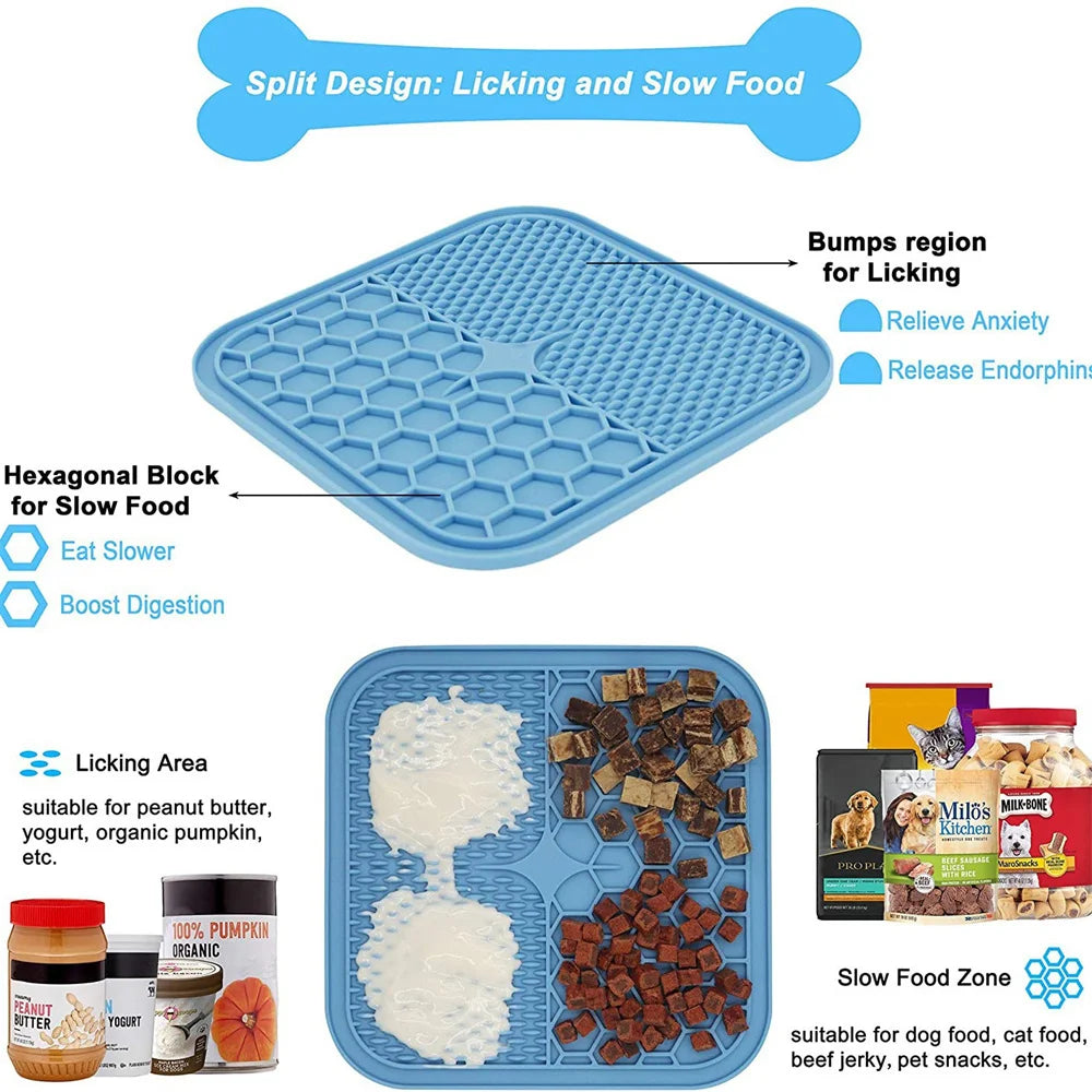 Pet Lick Silicone Mat Dogs Pet Slow Food Plate for Dog Bathing Distraction Silicone Dog Sucker Food Training Dog Feeder Supplies
