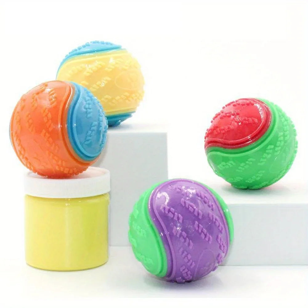Dog Chew Ball Toy Drinding Teeth Bite-resistant Silicone Ball Puppy Toy Squeaky Teeth Cleaning Training Dog Toy Supplies
