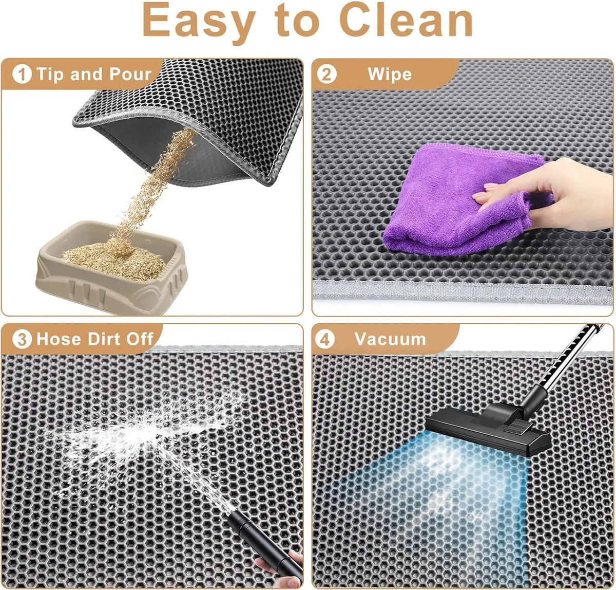 Extra Large Cat Litter Mat Heavy Duty Waterproof 2 Layer Non Slip Washable Pet Floor Protector Litter Box Sand Stopper