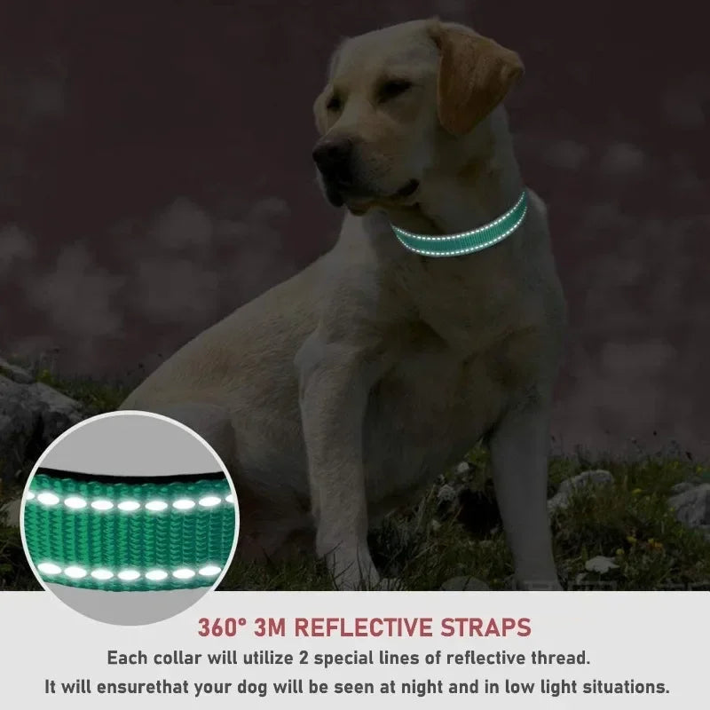 Reflective Pet Collar Adjustable Nylon Collar For Dogs Cats Anti Slip Anti Choke Pet Walking Collar Durable Pet Accessories