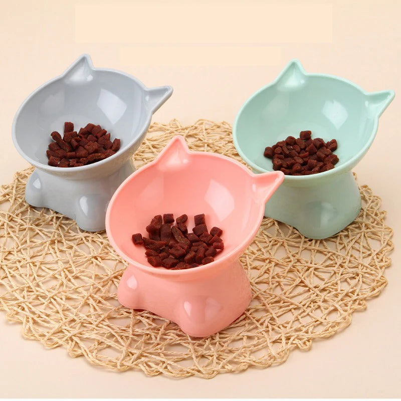 Cute cat bowl tilted high-legged cat bowl cat eating bowl cat food bowl black water bowl cat food bowl dog bowl
