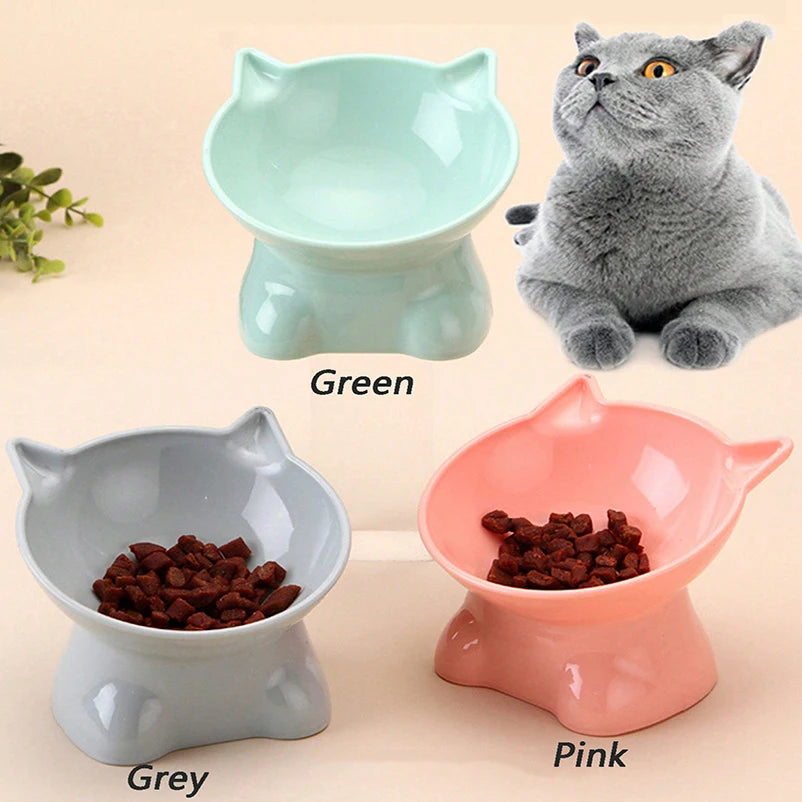 Cute cat bowl tilted high-legged cat bowl cat eating bowl cat food bowl black water bowl cat food bowl dog bowl