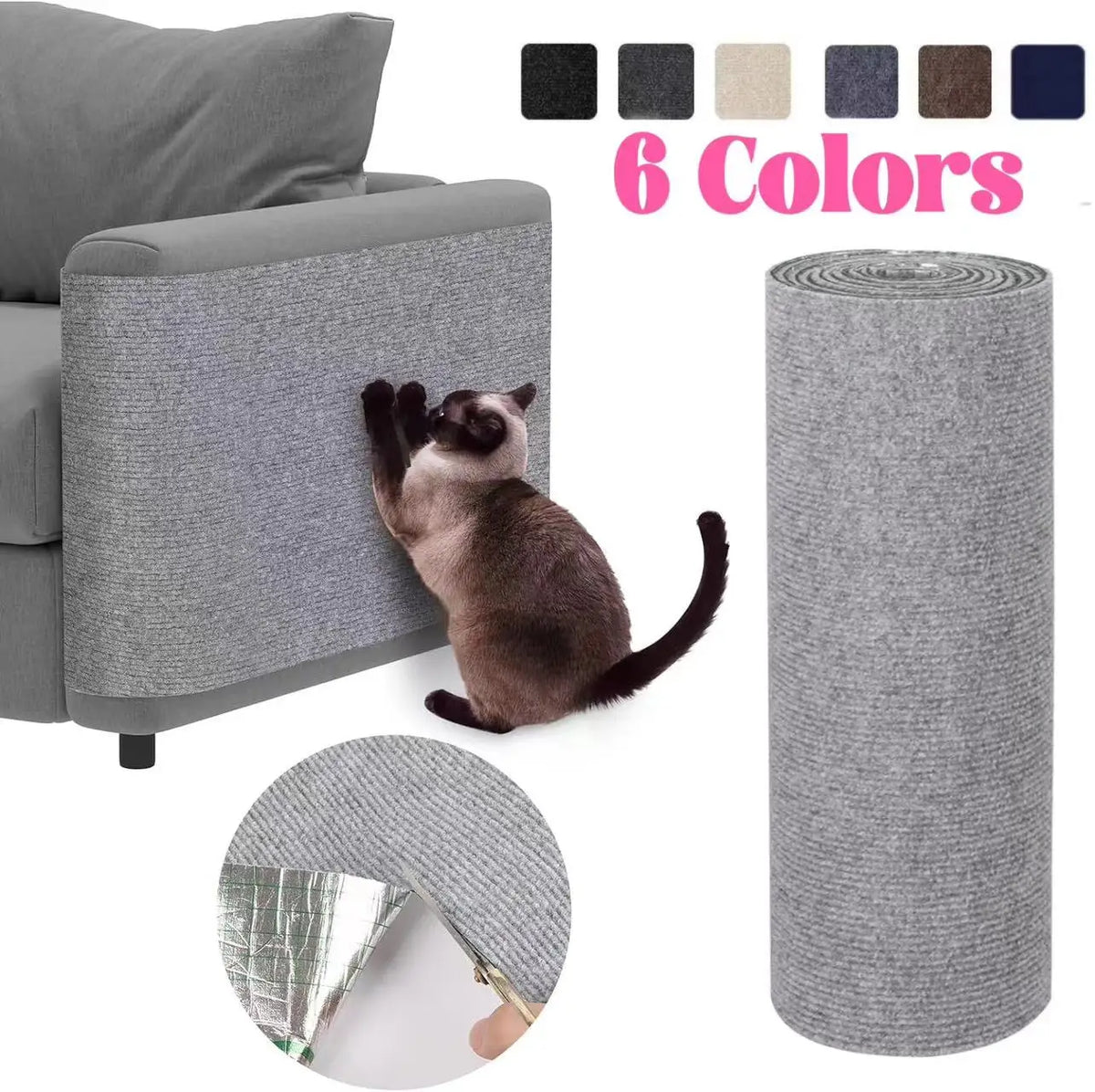 Trimmable Cat Scratching Mat Self-Adhesive Carpet Mat Pad Anti Cat Scratcher Furniture Couch Corner Indoor Sofa Wall Protector