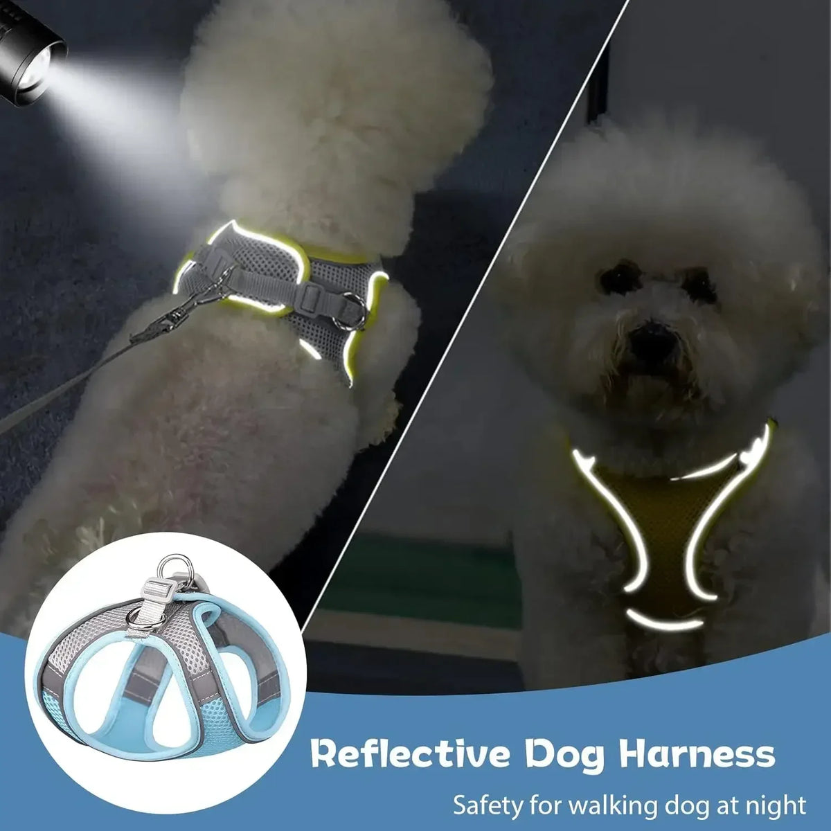 Cat Dog Harness Vest Chest Rope Set Reflective Breathable Adjustable Pet Harness for Small Medium Dogs Outdoor Walking