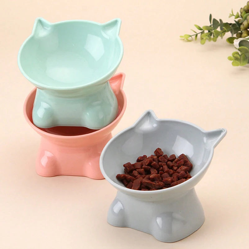 Cute cat bowl tilted high-legged cat bowl cat eating bowl cat food bowl black water bowl cat food bowl dog bowl